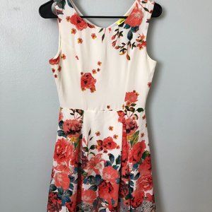 Pink and White Floral A-Line Dress